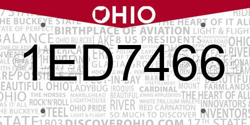 1ED7466 Ohio License Plate