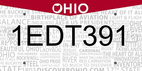 1EDT391 Ohio License Plate