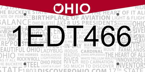 1EDT466 Ohio License Plate