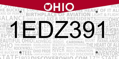 1EDZ391 Ohio License Plate