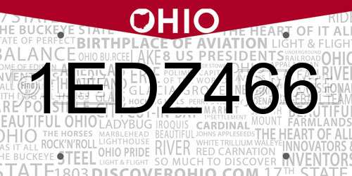 1EDZ466 Ohio License Plate