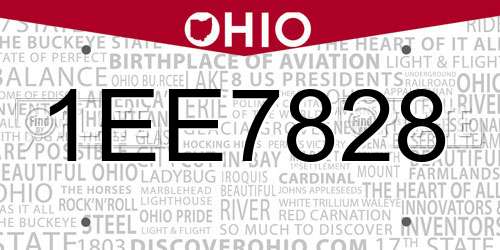 1EE7828 Ohio License Plate