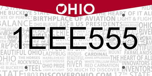 1EEE555 Ohio License Plate