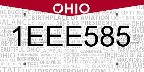1EEE585 Ohio License Plate