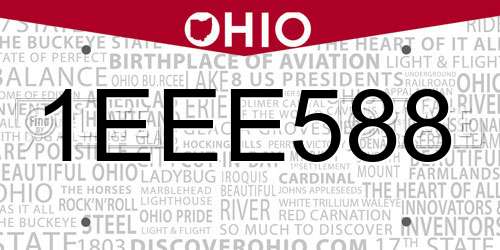1EEE588 Ohio License Plate