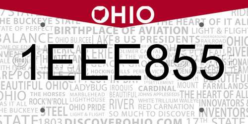 1EEE855 Ohio License Plate