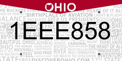 1EEE858 Ohio License Plate