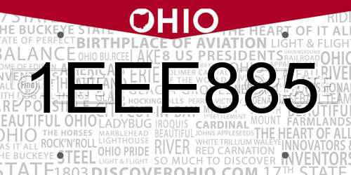 1EEE885 Ohio License Plate