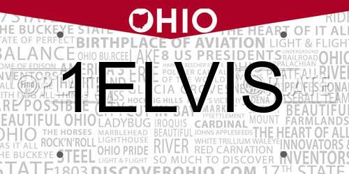1ELVIS Ohio License Plate