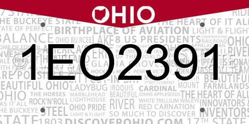 1EO2391 Ohio License Plate