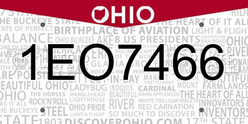1EO7466 Ohio License Plate