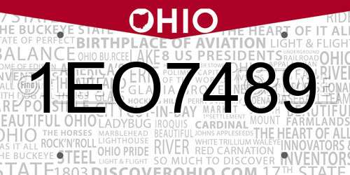 1EO7489 Ohio License Plate