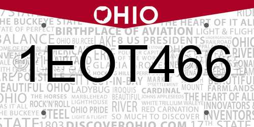 1EOT466 Ohio License Plate