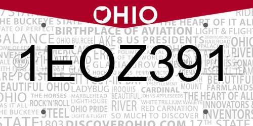 1EOZ391 Ohio License Plate