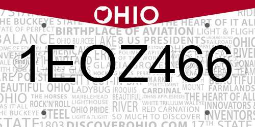 1EOZ466 Ohio License Plate