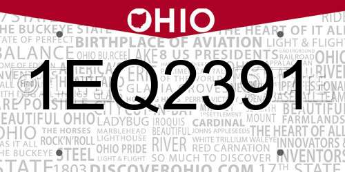 1EQ2391 Ohio License Plate