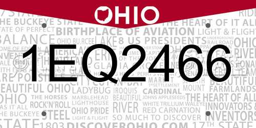 1EQ2466 Ohio License Plate