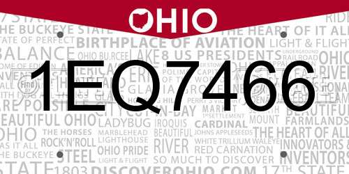 1EQ7466 Ohio License Plate