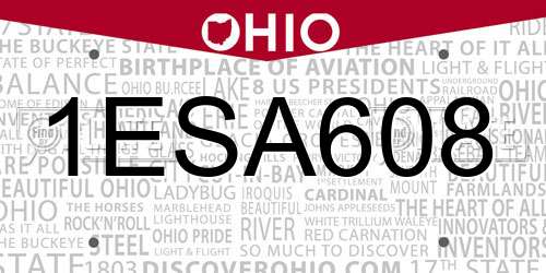 1ESA608 Ohio License Plate