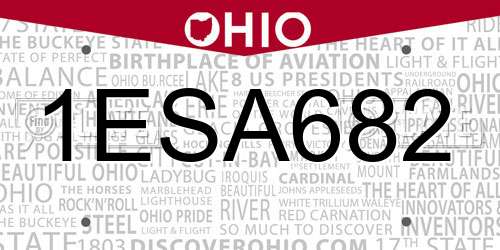1ESA682 Ohio License Plate