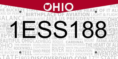 1ESS188 Ohio License Plate