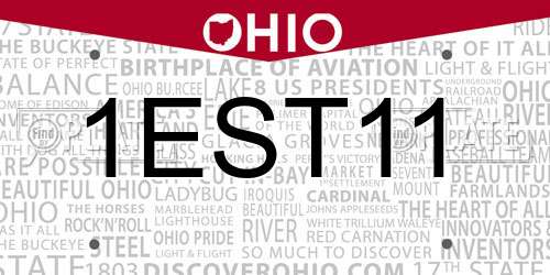 1EST11 Ohio License Plate