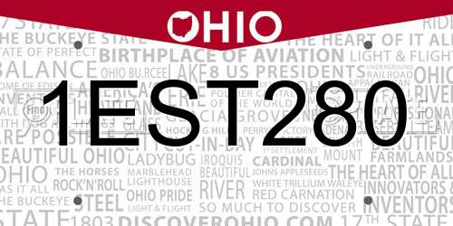1EST280 Ohio License Plate