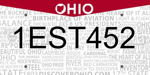 1EST452 Ohio License Plate