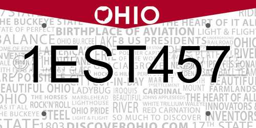 1EST457 Ohio License Plate