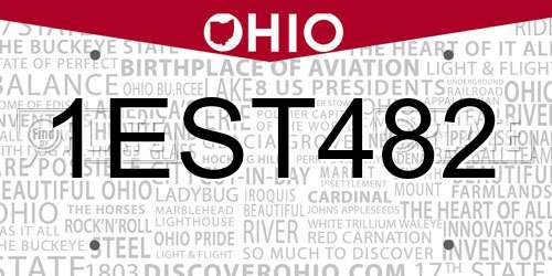 1EST482 Ohio License Plate