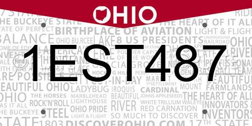 1EST487 Ohio License Plate