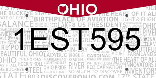 1EST595 Ohio License Plate