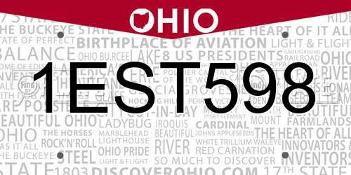 1EST598 Ohio License Plate