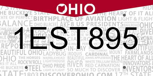 1EST895 Ohio License Plate