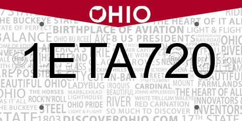 1ETA720 Ohio License Plate