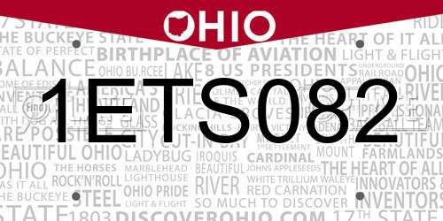 1ETS082 Ohio License Plate