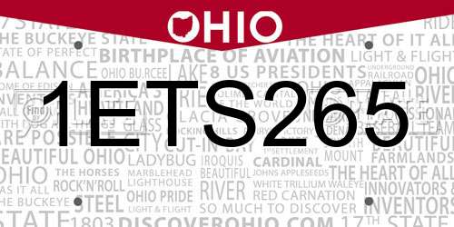 1ETS265 Ohio License Plate