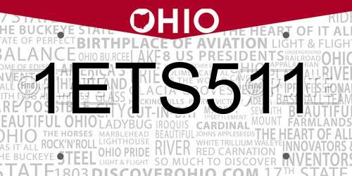 1ETS511 Ohio License Plate