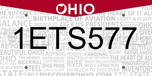 1ETS577 Ohio License Plate