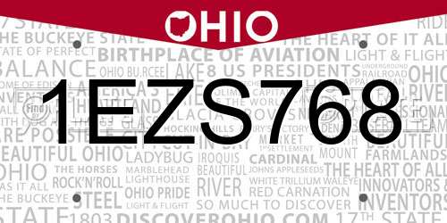 1EZS768 Ohio License Plate