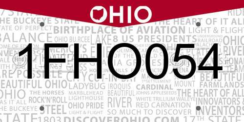 1FHO054 Ohio License Plate