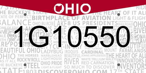 1G10550 Ohio License Plate