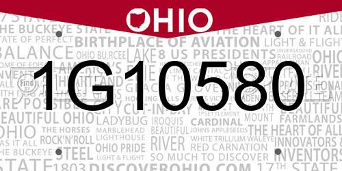 1G10580 Ohio License Plate