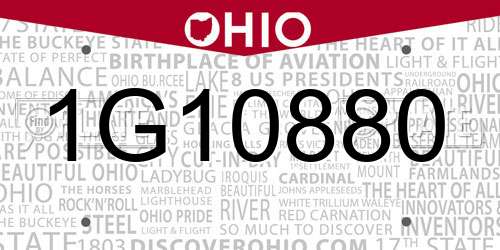 1G10880 Ohio License Plate