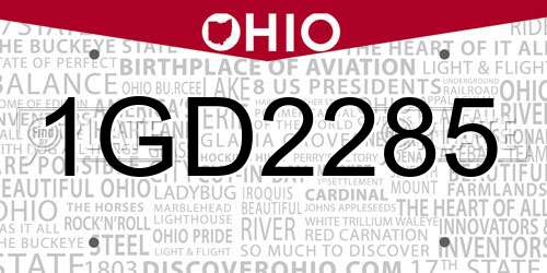 1GD2285 Ohio License Plate