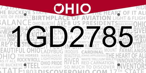 1GD2785 Ohio License Plate