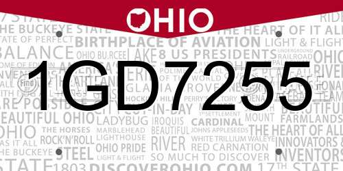 1GD7255 Ohio License Plate