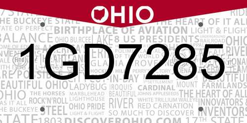 1GD7285 Ohio License Plate