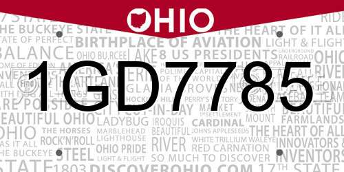 1GD7785 Ohio License Plate