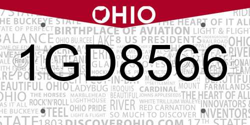1GD8566 Ohio License Plate